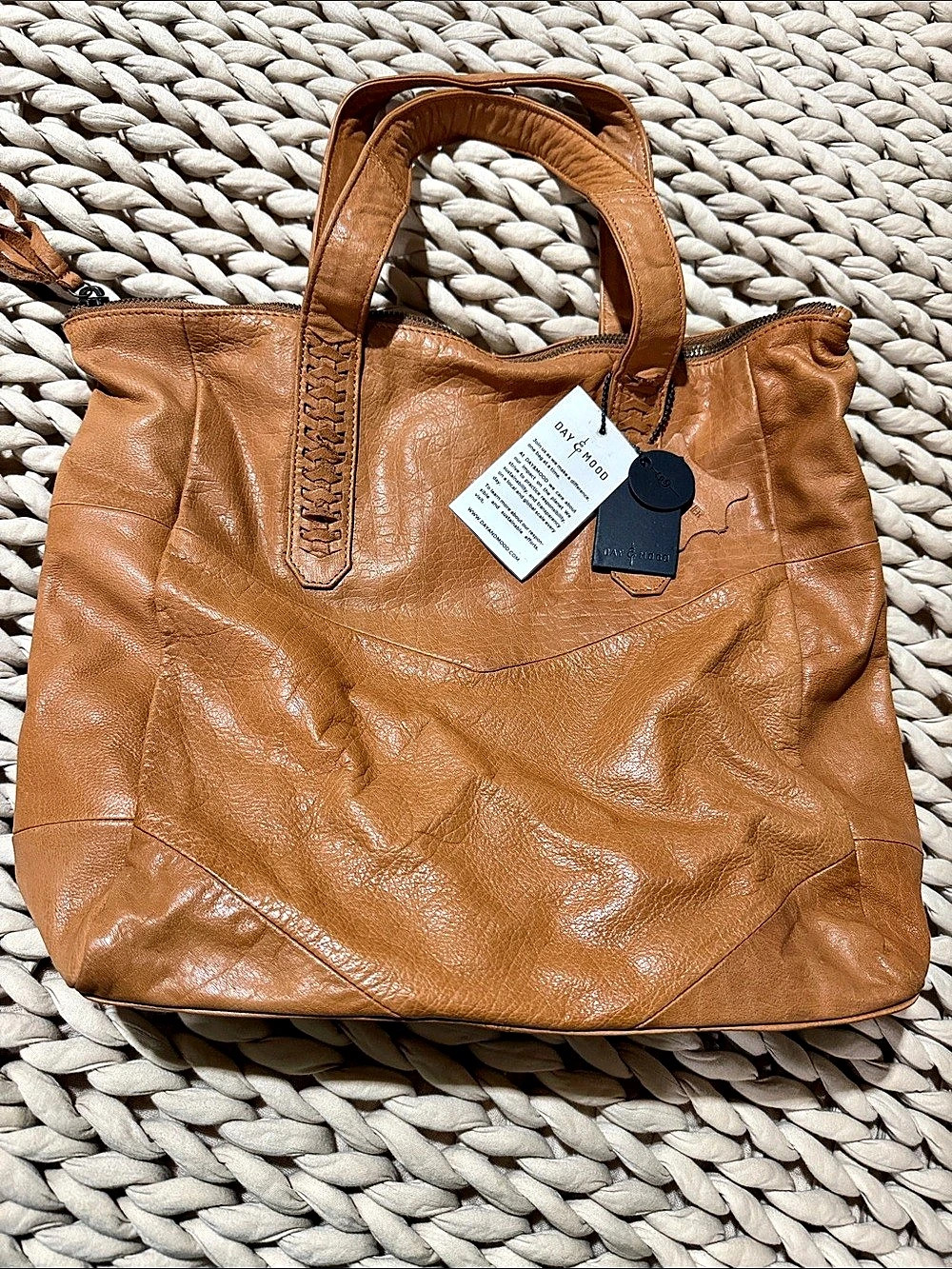 DAY & MOON Leather Tote NWT in Brown